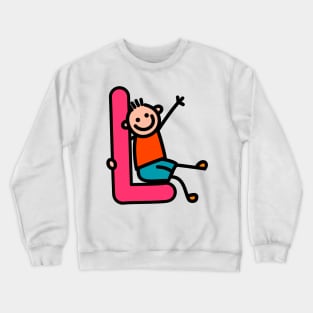 Letter L for Boys alphabet Kids Colorful Cartoon Character Crewneck Sweatshirt